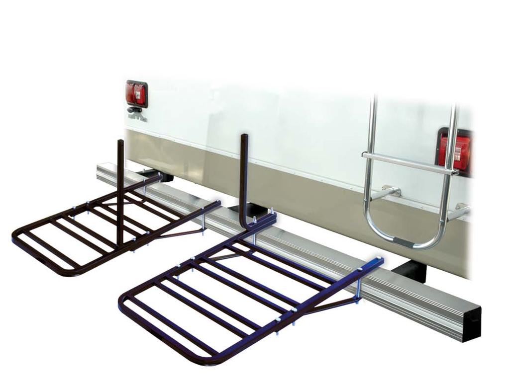 5 square RV bumpers*, installs with 6 and 7 U-Bolts around the RV bumper Heavy duty steel construction with a black paint finish and