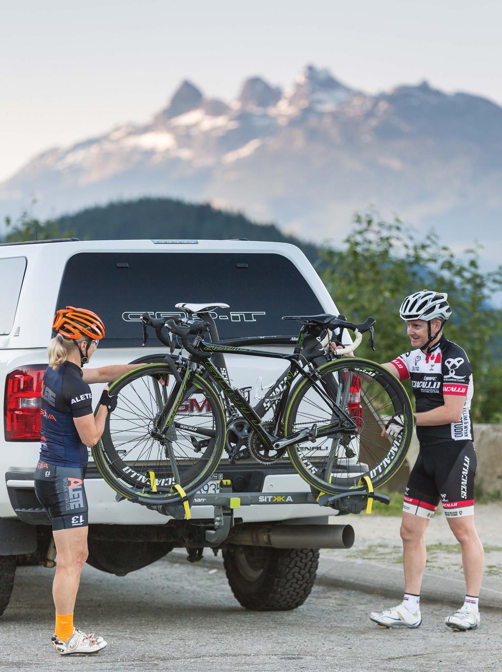 This sleek looking rack provides the flexibility riders need when hauling either a super-light triathlon bike or a rugged fat bike using