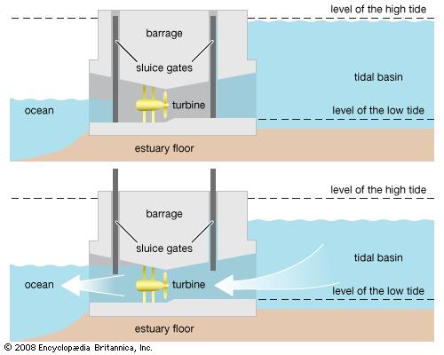 Harnessing Tidal Energy: Barrages One method for harnessing tidal energy is a barrage, or tidal barrier, which is very much like a dam.