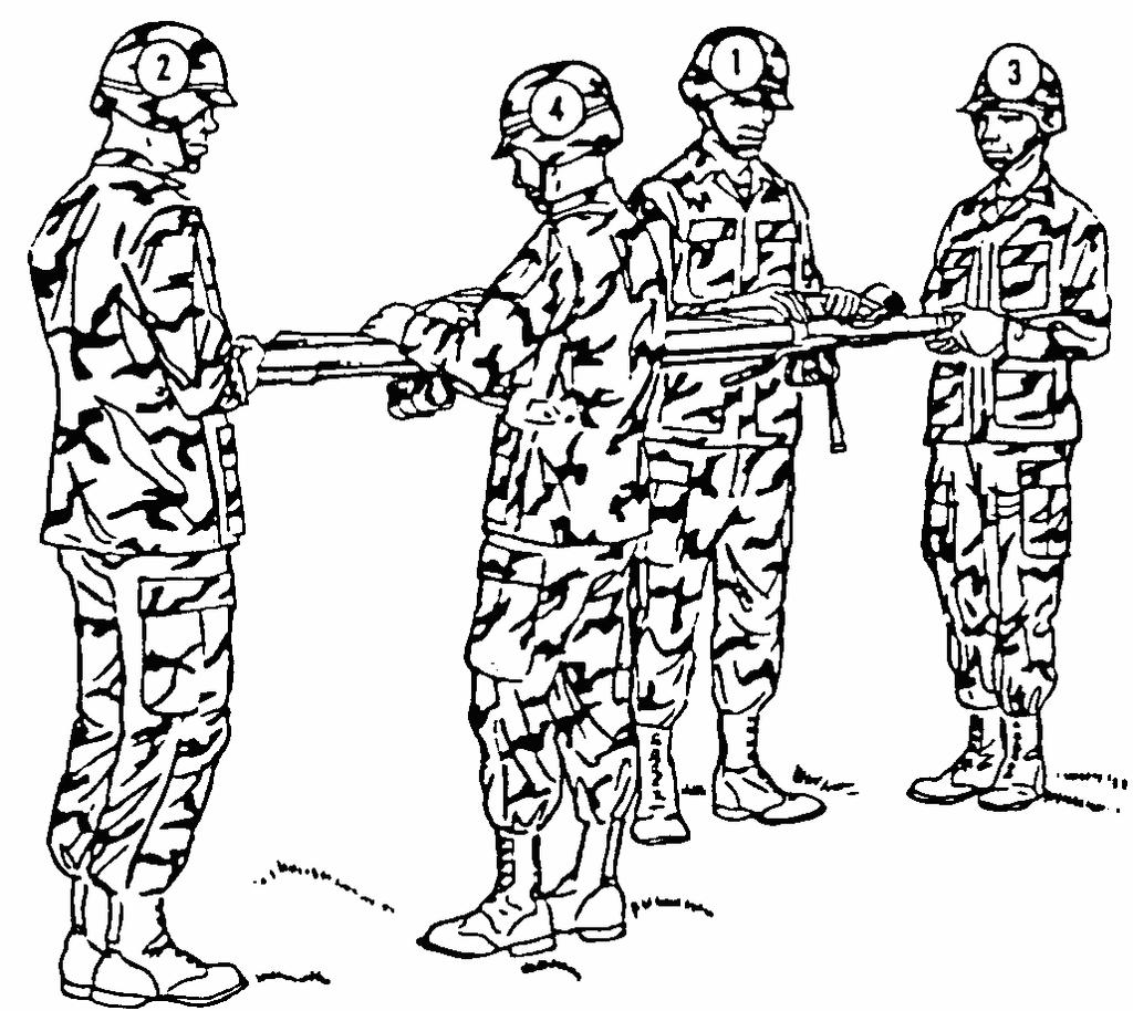 3-25. THE LITTER SQUAD Section IV. LITTER CARRIES A litter squad is normally composed of four bearers.