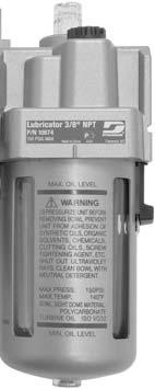 7 SCFM Flow Characteristics (Representative values) Condition: Inlet pressure 102 PSIG Lubricator - 10675 Standard