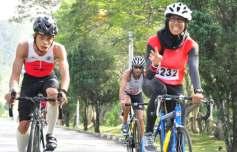 A duathlon typically comprises of a run, followed by a bicycle segment, wrapping up with a final lap of run.