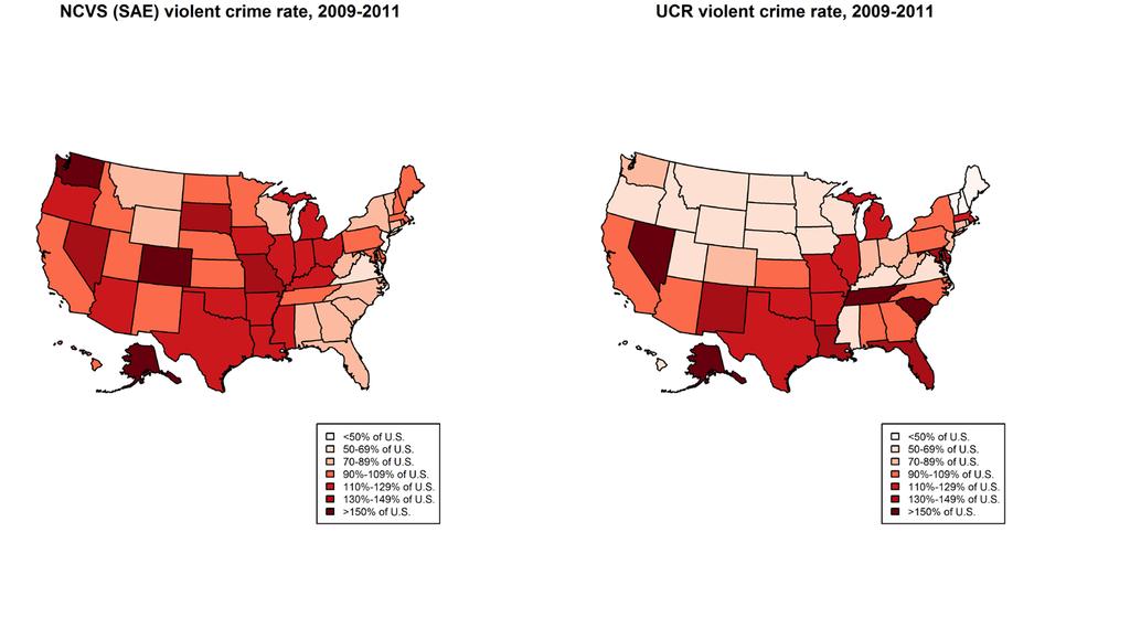 Model-Based Estimates NCVS and UCR state violent crime rates compared to