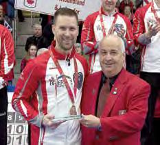 First-team Brier all-star honours went to, from left, Newfoundland and Labrador skip Brad Gushue, third Catlin Schneider of Saskatchewan, Northern Ontario second E.J.