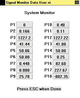 7.4.10.4 Signal Monitor Figure 63: Signal Monitor Menu The Signal Monitor depicts 18 system parameters in numerical order. Each parameter is unique for each system.