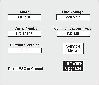Figure 82: System Info Screen 7.4.16.1 Firmware Upgrade While the Firmware Upgrade box is highlighted, hitting the Next key will bring up the Firmware Upgrade dialog box as in Figure 83 below.