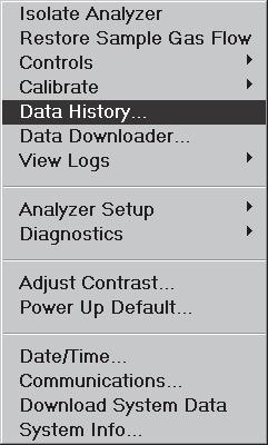 Figure 33: Data History Menu The data history may be downloaded to a USB memory stick, by using the Next key to move to the Download box and hitting ENTER.