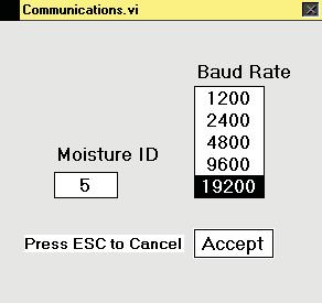 7.4.15 Communications Figure 87: Communications Menu The Communications screen is used to set parameters related to serial PC communications.