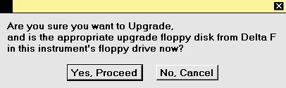 Upgrade dialog box as in Figure 95 below. Place the memory stick in the USB port located behind the front door.