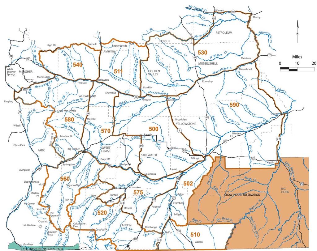 Deer & Elk District Maps Reference map shows deer/elk hunting districts orientation within the State of Montana Map only intended as a guide - please refer to the legal