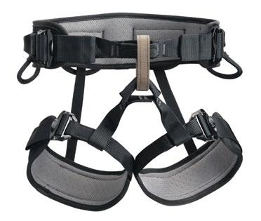 Waistbelt and leg loops lined with breathable perforated foam for maximum comfort Attachment bridge construction for optimum mobility when progressing with climbing