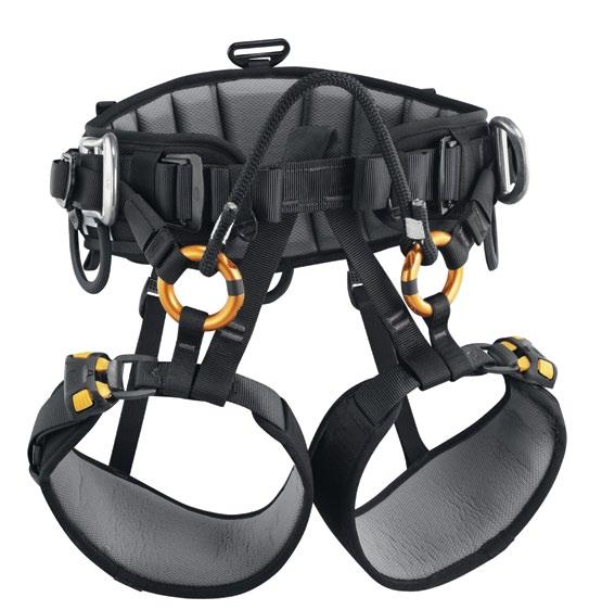of a different length and attaching accessories directly (RING or SWIVEL) Harness designed for ascents on a single rope: - ventral attachment point and rear buckle