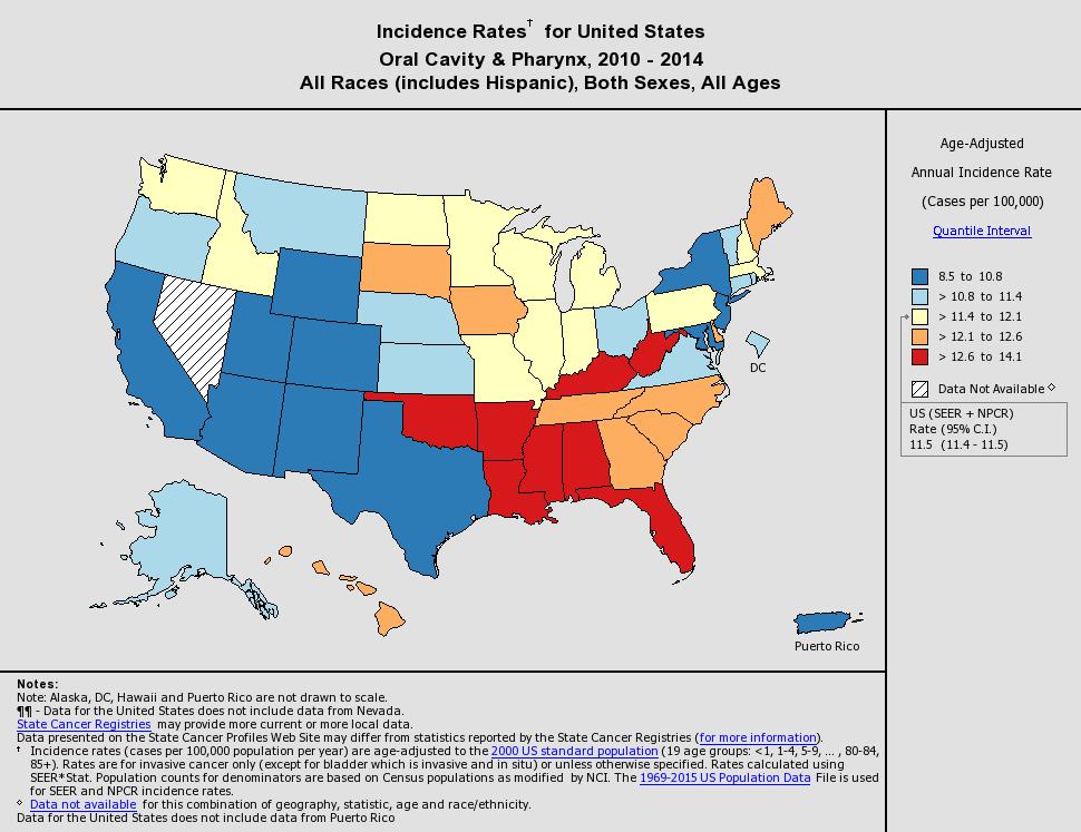 Age adjusted Incidence rate (per 100,000) 16 Cancer Incidence Rates in Kentucky Oral Cavity and