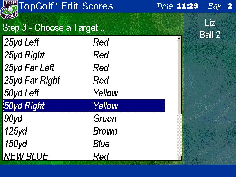 down the screen Select which shot is to be amended. Use the arrow keys to move up and down the screen.