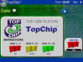 15.1.4 TopChip Game Example Register a ball and select the TopChip game from the game menu. The TopChip Welcome screen will be displayed.