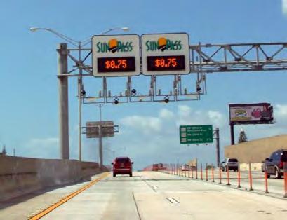 and Bird Road on the Turnpike/SR 821. Toll rates in the express lanes are initially set at $0.25 more than the general toll lanes at each toll gantry.