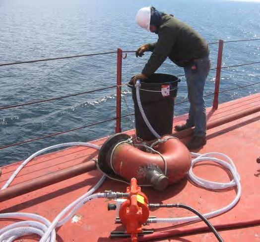 4.2.6 Method 6: Perforated Hose Dosing Application: Full or Partially Full Ballast Tank Perforated hose dosing sprays the chemical into the water column in the ballast tank.