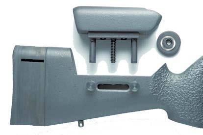 cheekpiece of the SSG 3000 stock is adjustable for height and offset and can be completely removed.