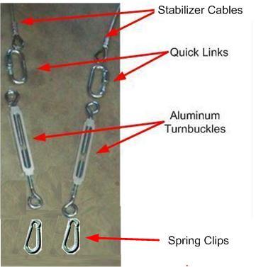 NON Space Saver 1 Style Space Saver 1 Style The top end of the stabilizer cables for all