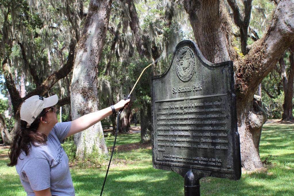 Step Two Spray the historical marker with