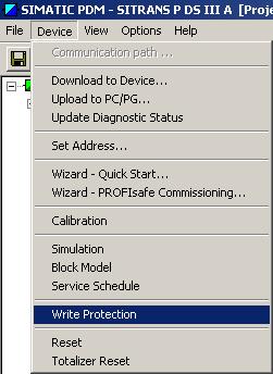 Functional safety 8.7 PROFIsafe 8.7.6 Write protection 8.7.6.1 Overview Write protection The following write-protection options are available: Lock or unlock device The dialog box shows the current write protection.
