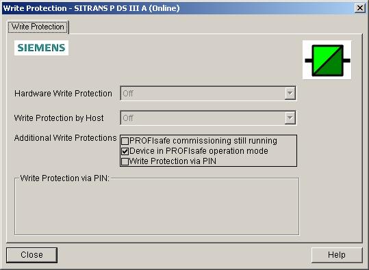 Functional safety 8.7 PROFIsafe 8.7.7.3 Check write protection with SIMATIC PDM Procedure To check the write protection in the PROFIsafe Commissioning State, e.g. "S4", proceed as follows: 1.