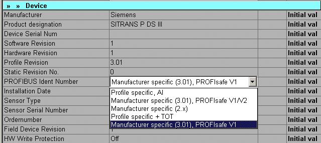 Functional safety 8.7 PROFIsafe Procedure 1. Using the EDD, change the "PROFIBUS Ident Number" parameter from manufacturer specific (3.01), PROFIsafe V1/V2 to manufacturer specific (3.