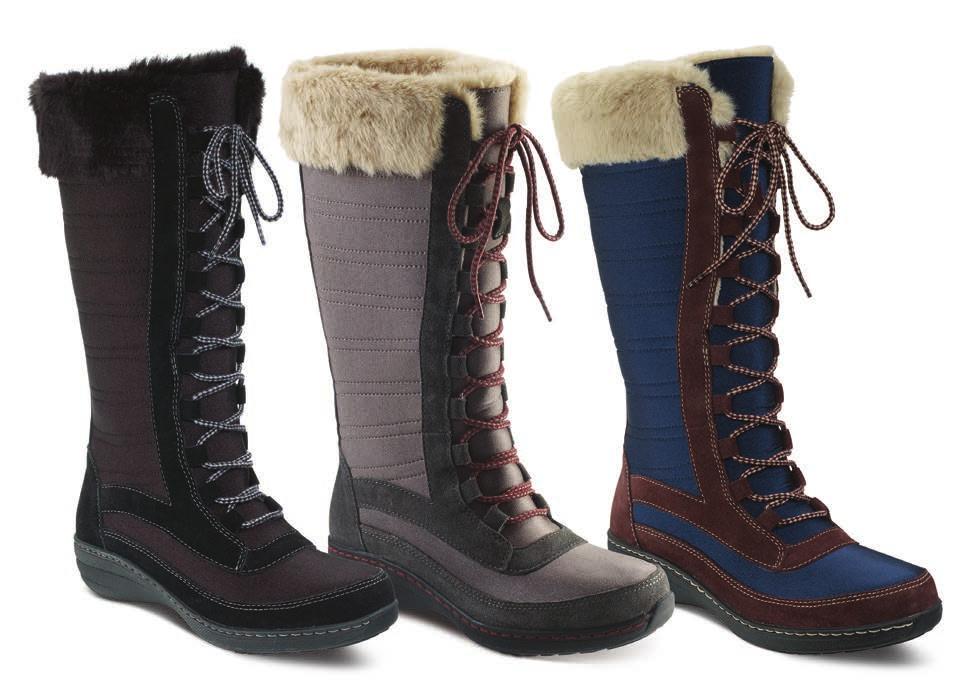 Waterproof construction - Slip-resistant rubber outsole - Fully lined with faux fur - Neoprene linings stretch and insulate - Lightweight EVA midsole BB162 GREYBERRY BB166 BLUEBERRY BB168 CRANBERRY
