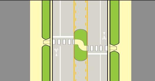Figure 16 Lane Reduction and Roadway Improvements original phase1 phase 2 Reducing the number of travel lanes in each direction and adding a two way left turn lane provides space for signed and