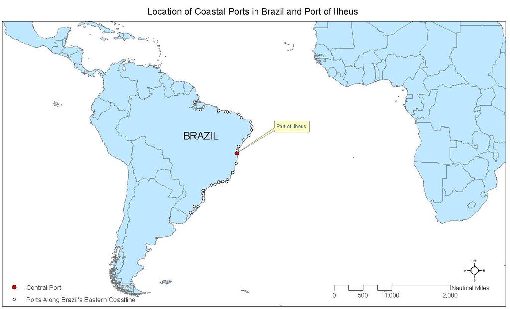 92 This research calculated sea distance from the centrally located port along the coast of the 54 countries to each of these 10 ports.