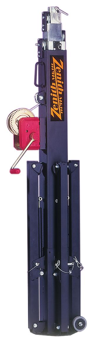 Winch Stands 29mm Receiver fitted to all Zenith stands Four sections giving a low loading height A unique self locking system Single person operation Accepts standard 28mm spigots Powder