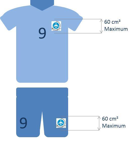 16. Club Logos on Playing Kits a) Clubs may display their official Club logo on the playing shirt and shorts according to the positioning and size detailed in diagram 5 b) The official Club logo must