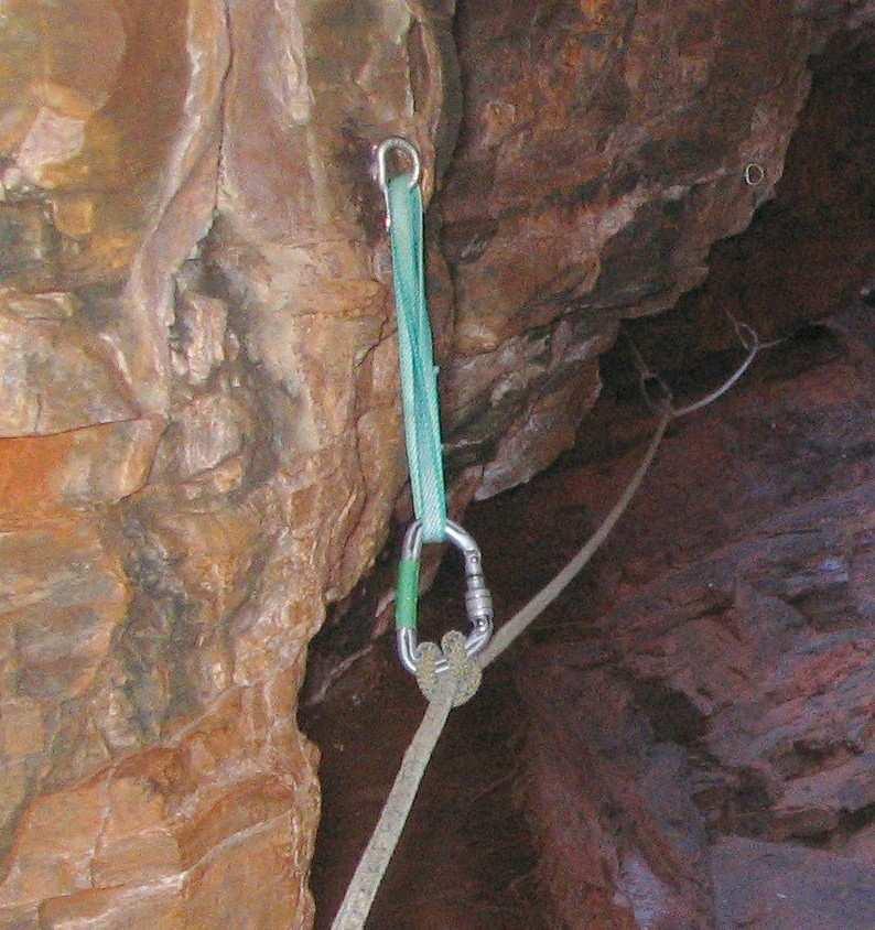 Suggested Participant Equipment and Rigging The bolts have deliberately been installed at a height such that visitors have edge protection using cow's tails attached to static ropes.