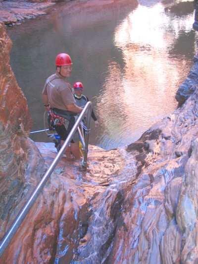 Risk Assessment Weano Gorge Route: Top of Handrail Pool to Handrail Pool First Location Chute above Handrail Pool Risk Assessment The surface of the rock is very slippery leading to a real risk of a