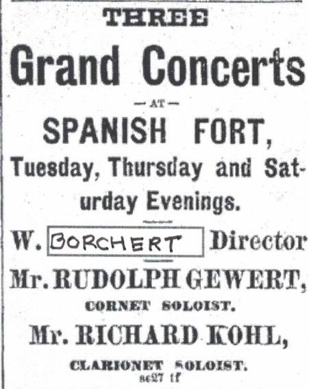 2 beautiful musical selections have been rendered by the splendid orchestra, under the baton of Prof. Borchert in a manner and style seldom or ever equaled in this city.