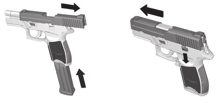 Verify the magazine floorplate is secure. c. Check for free movement of the magazine follower and spring. d. Insert the magazine into the pistol and remove. Verify smooth insertion.