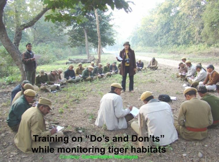 During this session, the director and the SDO of the Corbett Wildlife Training gave short lectures on how to collect and maintain the field data from the tiger habitats for better management and