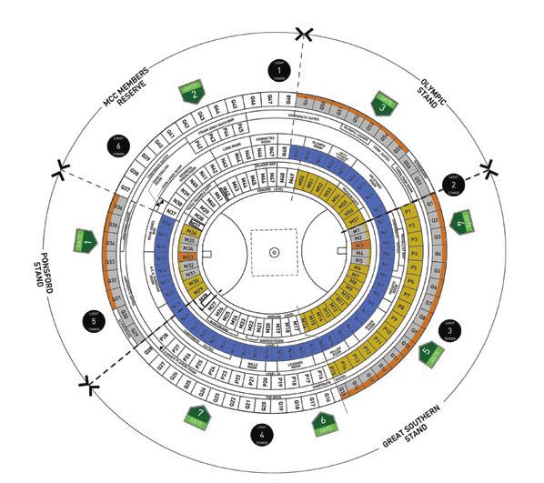 Map of the MCG This seat map is from the 2012 Toyota AFL Grand