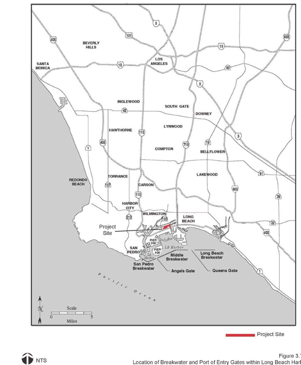 Figure 3.7-2 Location of Breakwater and Port of Entry Gates within Long Beach Harbor 8.5 x 11 Figure 3.