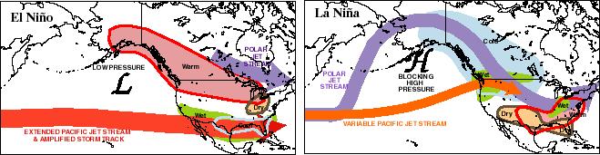 How are El Niño s effects spread from the tropics? The west Pacific warm pool is a principal heat source driving much of the global winds.