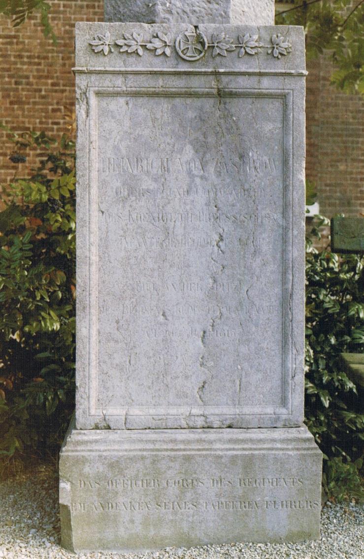 The tombstone of colonel Von Zastrow. Not long after Von Brause had taken these measures, he rode out to the 3rd battalion of the 22 nd regiment to assess the situation there.