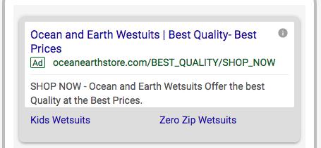 PURCHASE ADWORDS TEST A TEST B Buy wetsuits Where to buy wetsuits