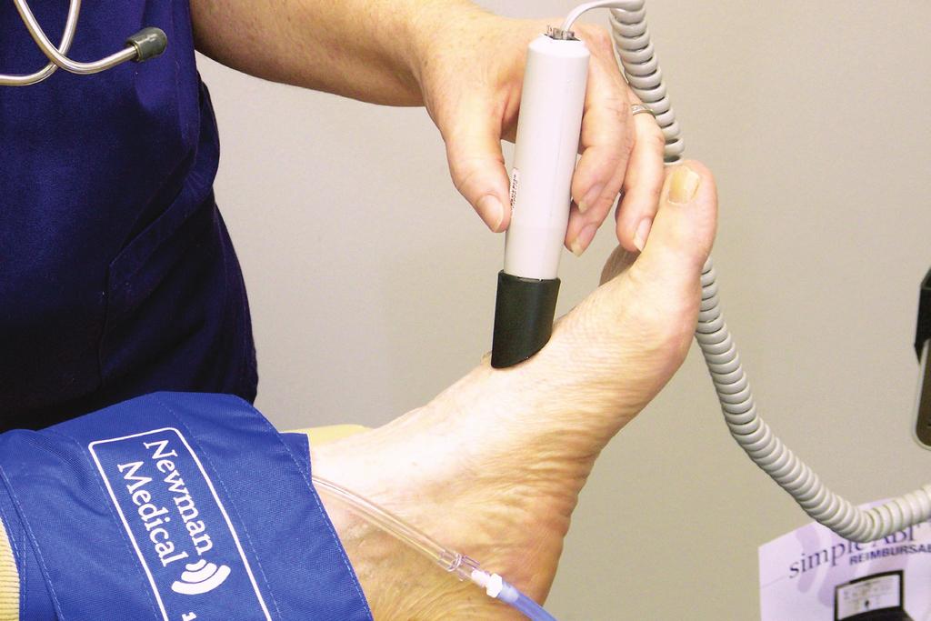 5. Now move the hose to the left ankle cuff and take the PVR at that location as you did for the right cuff.