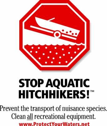 Figure 2. Logo, slogan, and URL for Stop Aquatic Hitchikers! TM campaign. The prevention of new introductions of AIS via primary vectors is the most effective way to prevent harm (Leung et al.