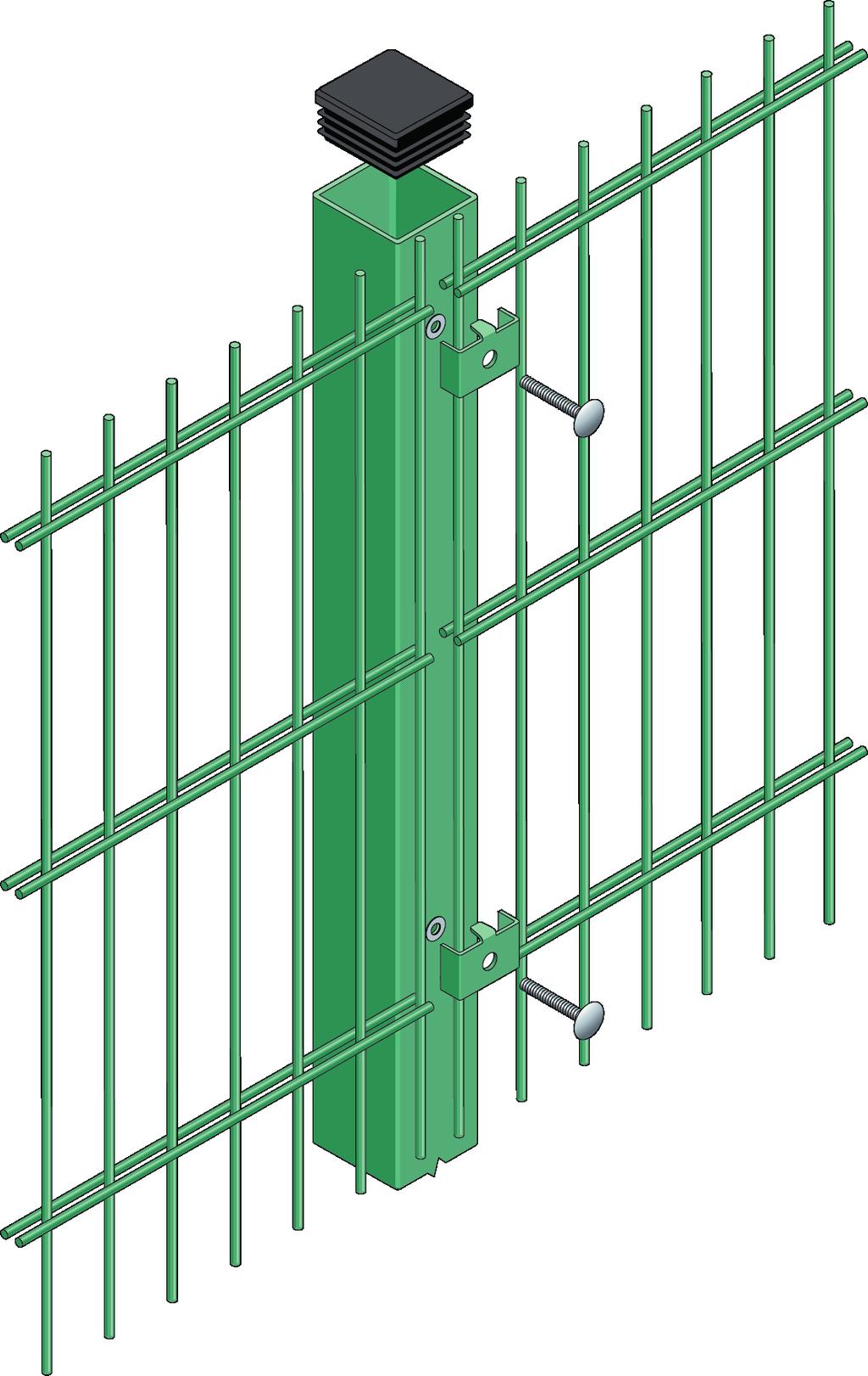FENESFE ULOK-LITE Flat panel to accommodate debris netting Steel security clip with security pin hex screw Twin horizontal wires for maximum rigidity 30mm edge projection to provide anti-climb