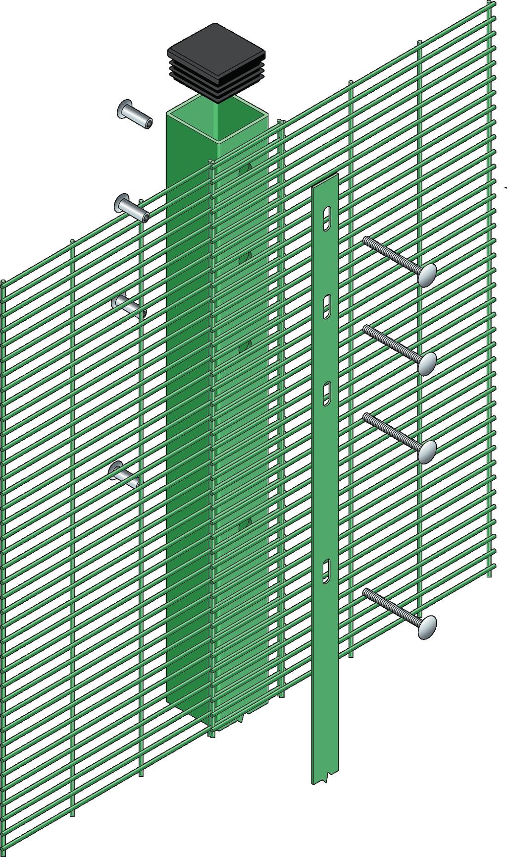 FENESFE SEURUS-LITE nti-climb close mesh Galvanised and polyester powder coated panels and posts Through bolt with rear fastening SafeTFix Overlapping panels with full length clamp bar PNEL IMENSIONS