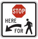 Stop Lines 5 Trail Xing Sign (advance) and TRAIL XING Pavement Marking Stop Here to Ped Signs (R1-5) 3,4 RRFB crossing : Ped Xing Signs (W11-2) with rapid rectangular flashing beacons, and