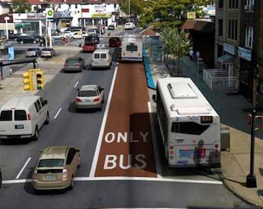 DEDICATED SIDE LANE POTENTIAL RUNNINGWAY BRT with dedicated side lane, New York City BRT in