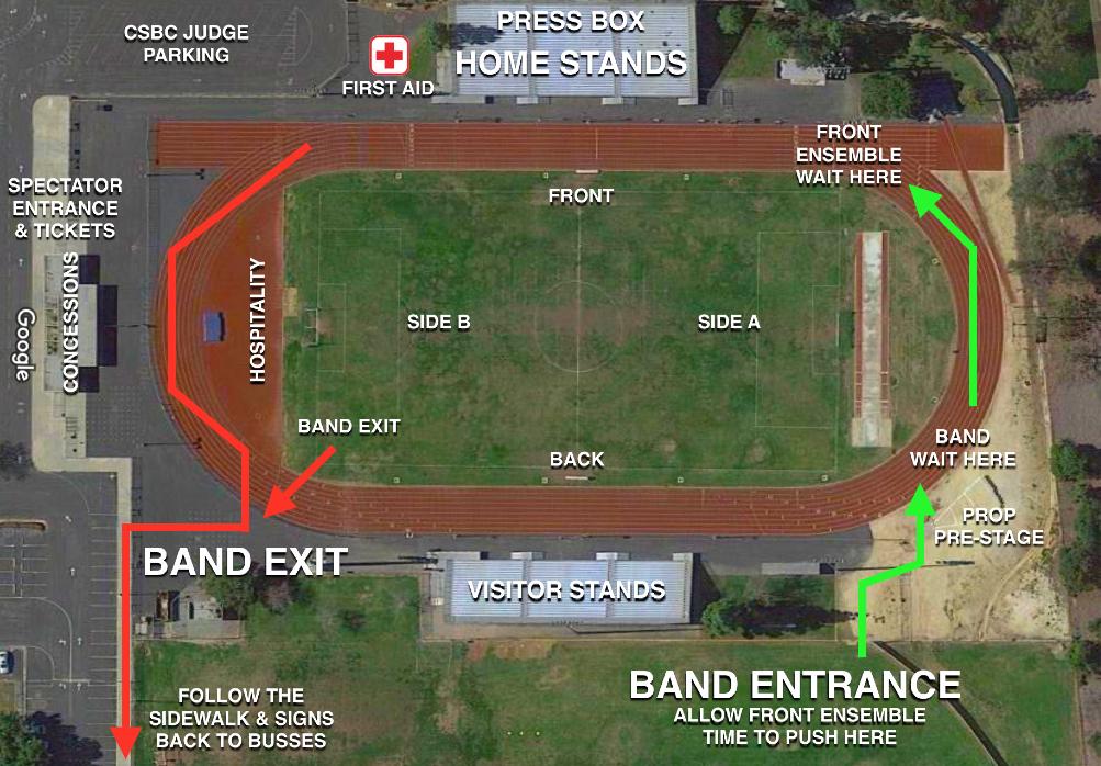 9. STAGING / PIT EQUIPMENT / PROP PRE-STAGING Please be at the Band Entrance / Staging Area at least 15 minutes before your performance.