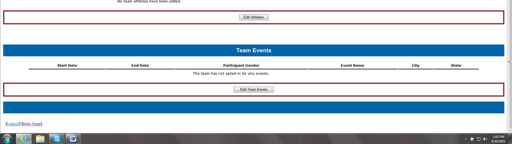 the Team Events section of the page.